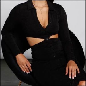 Button up black midi dress